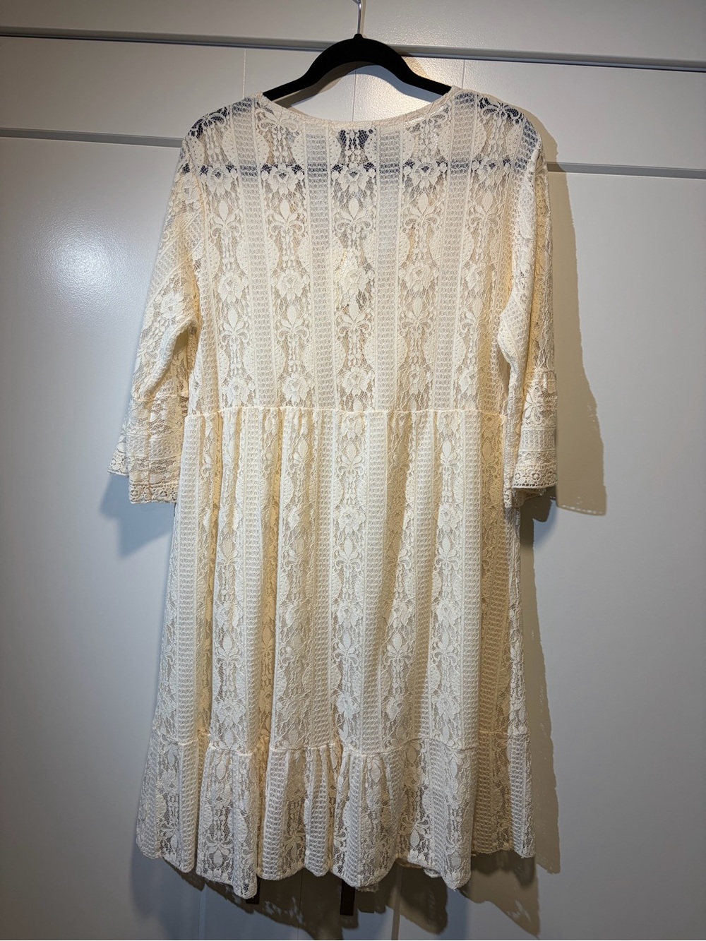 Astrid Cream Lace V-Neck Tiered Mini Dress - Picture 2 of 5